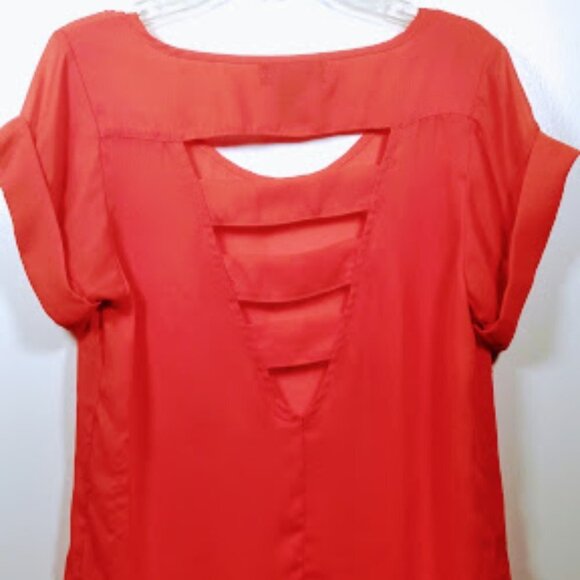 Material Girl Tango Red Short Sleeve Top Size: S - Picture 6 of 11